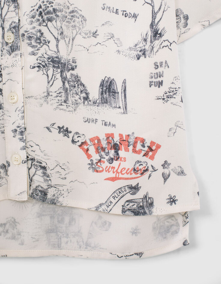 Blusa blanca Ecovero® estampado tela de Jouy niña-4