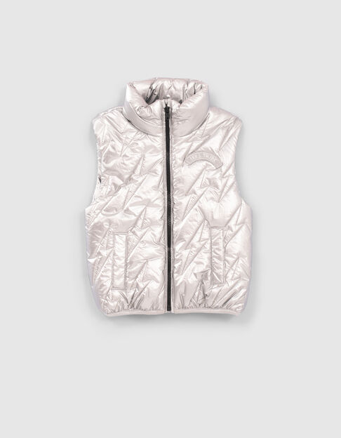 Girls’ silver quilted lightning bodywarmer