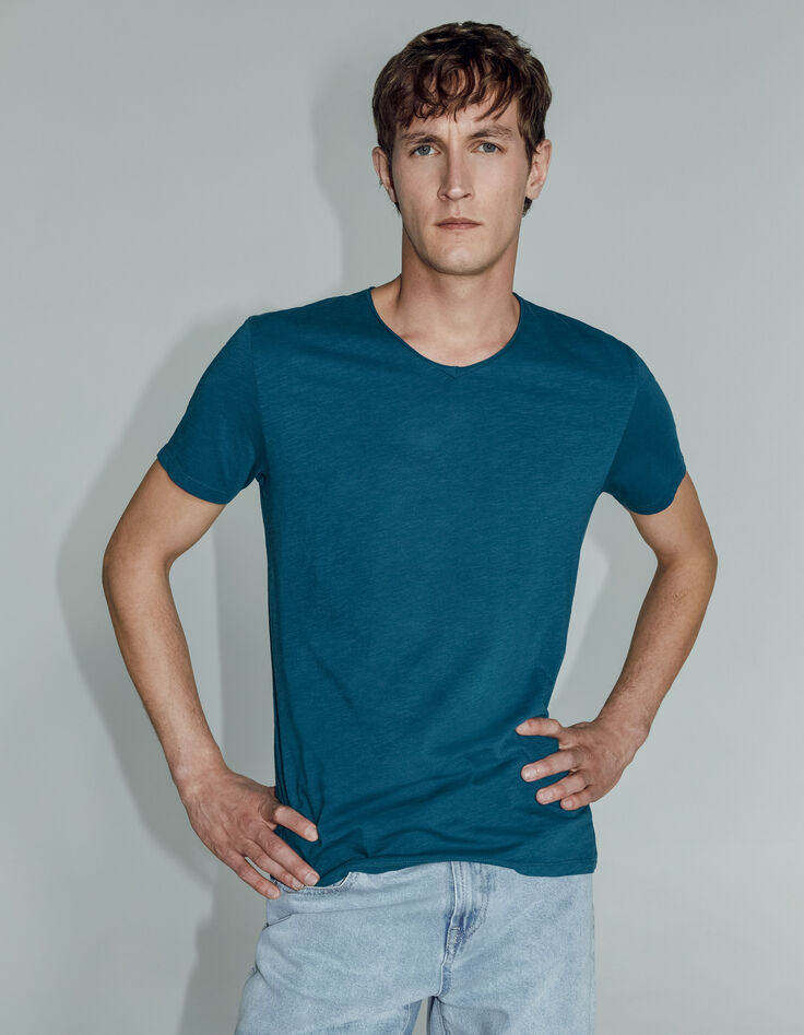Tee-shirt L'Essentiel oxyd à col V Homme-1 Tee-shirt L'Essentiel oxyd à col V Homme-1