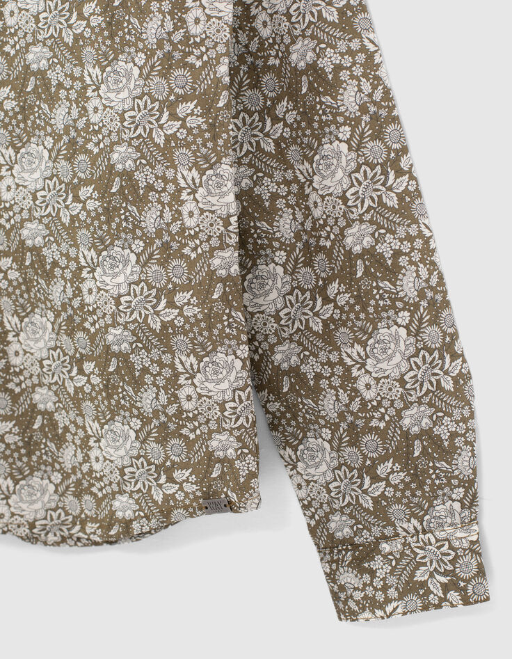 Chemise kaki tissu Liberty à fleurs garçon -4 Chemise kaki tissu Liberty à fleurs garçon -4