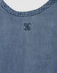 Robe chasuble en jean bleu fille-3