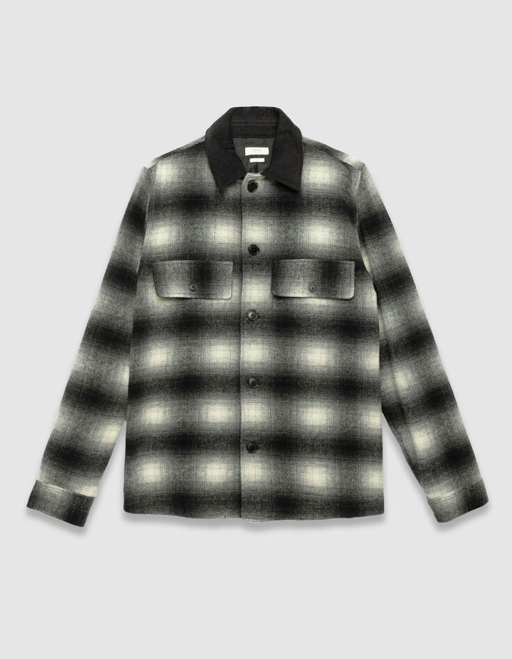 Surchemise grise motif carreaux col velours Homme-6