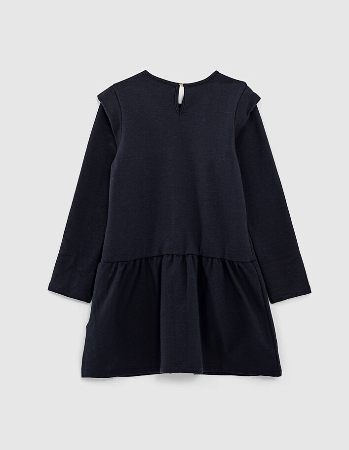 Girls’ dark navy dress with sweatshirt fabric embroidery - IKKS