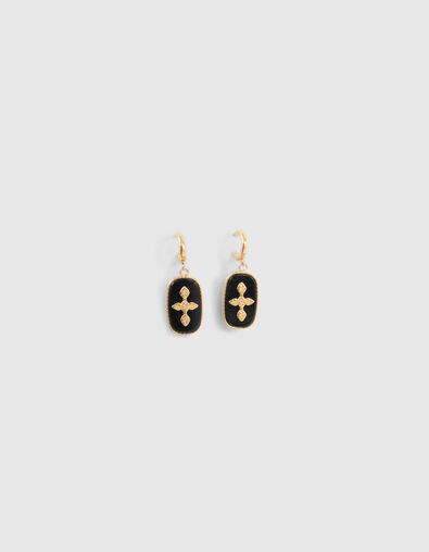 Women’s black earrings with gold-tone metal decoration - IKKS