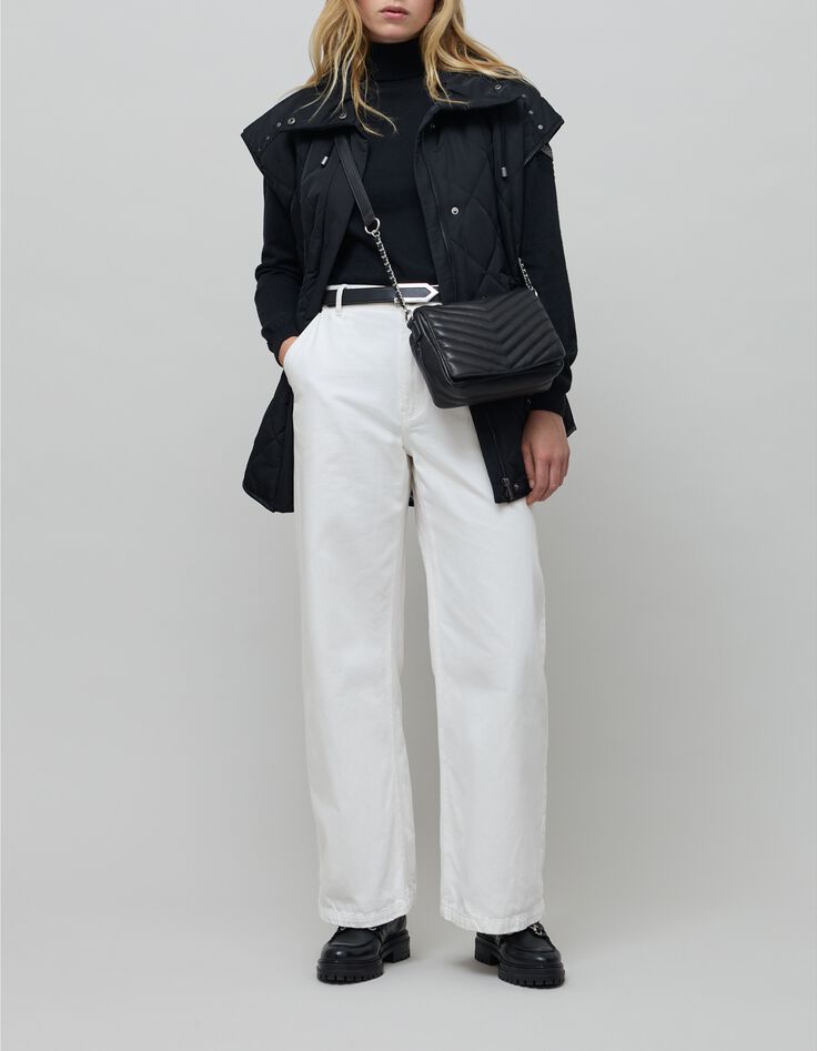 Jean large blanc cassé taille haute Femme-1