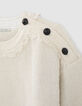 Sudadera cruda bordes sin rematar y botones hombros mujer-2