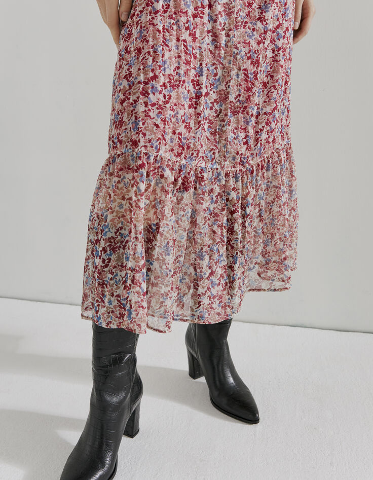 Lange jurk korte mouwen bloemenprint dames-4