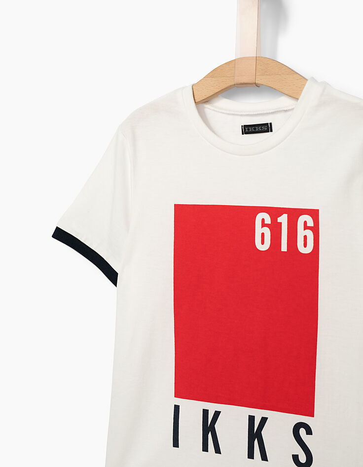 Boys' off-white T-shirt with red rectangle-4 Boys' off-white T-shirt with red rectangle-4