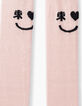 Collants rose poudré en tricot smileys sur genoux fille-3