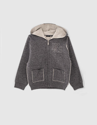 Cardigan gris chiné à coutures apparentes garçon  - IKKS