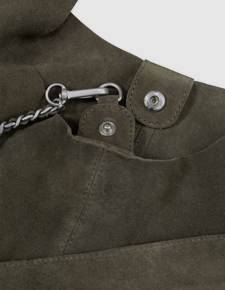 Khaki suede Hobo bag-6