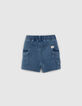 Baby boys’ blue denim CARGO elasticated waist Bermudas-3