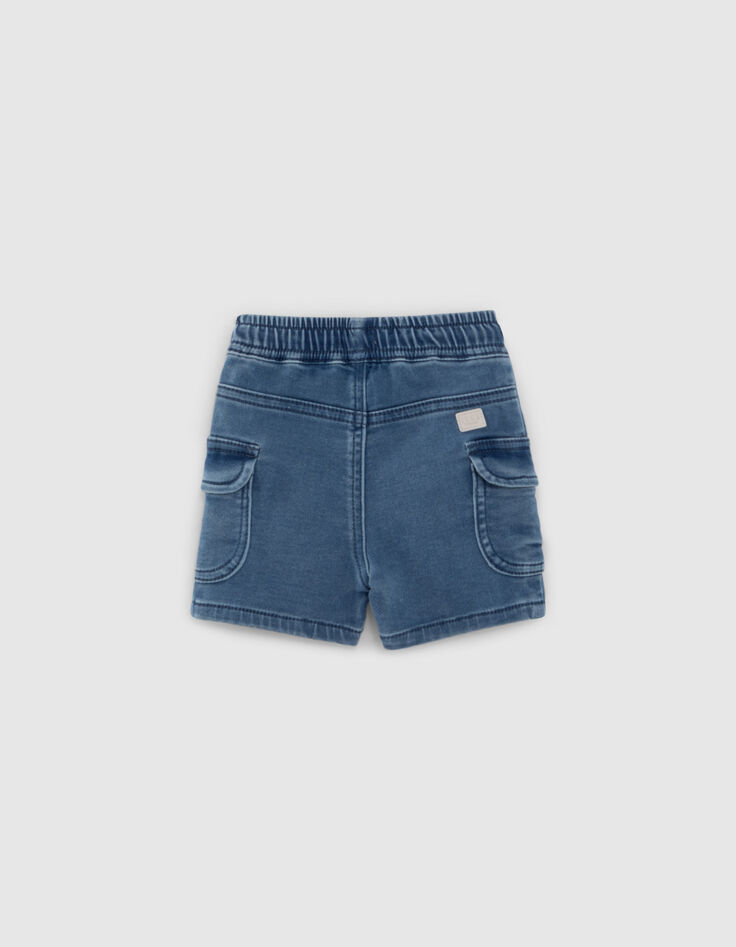 Baby boys’ blue denim CARGO elasticated waist Bermudas-3