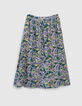 Lange lila rok print maxi-bloemen mini me meisjes-1
