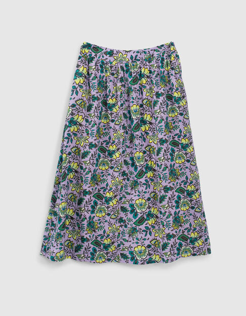 Jupe longue lilas imprimé maxi fleurs mini me fille