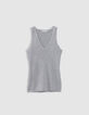 Pull débardeur gris tricot fantaisie-5