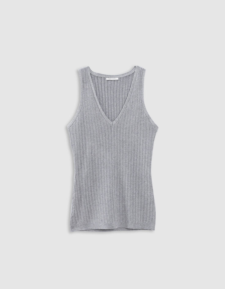 Pull débardeur gris tricot fantaisie-5 Pull débardeur gris tricot fantaisie-5