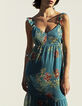 Robe voile recyclé imprimé bouquet de fleurs volants femme-2