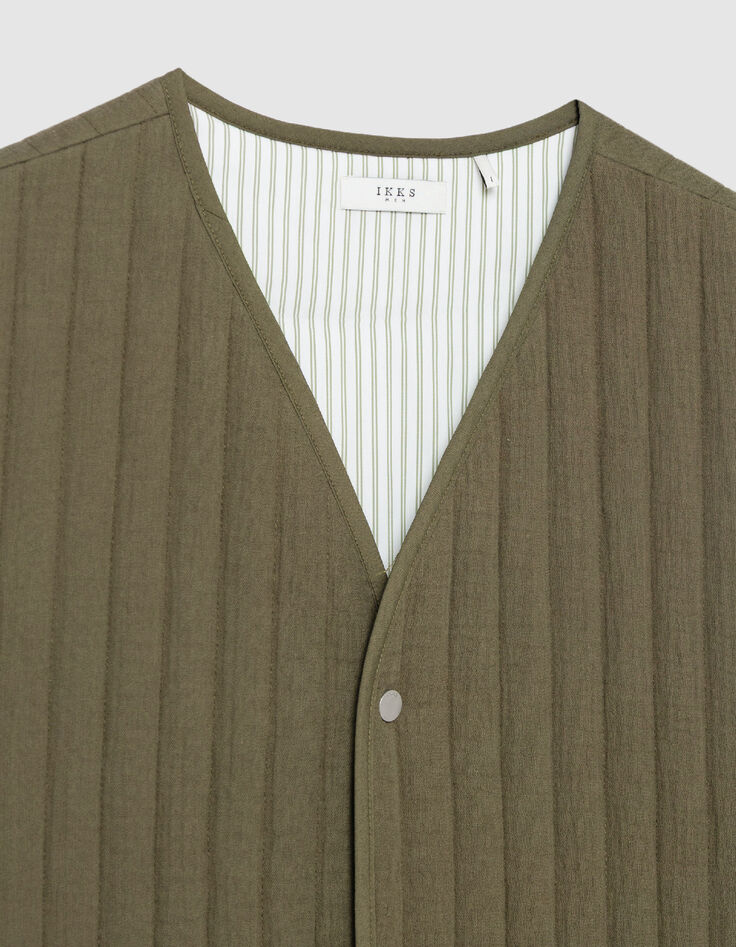 Men's khaki quilted sleeveless vest-8