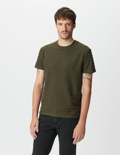 Herren-T-Shirt aus khakifarbenem Frottee - IKKS