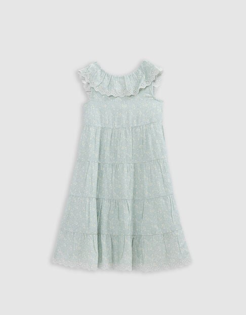 Robe longue vert d'eau imprimé floral fille - IKKS