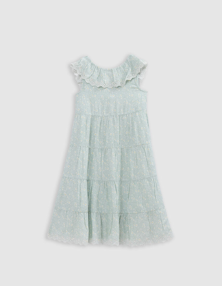 Aqua Maxikleid, Blumenprint, Mädchen-4