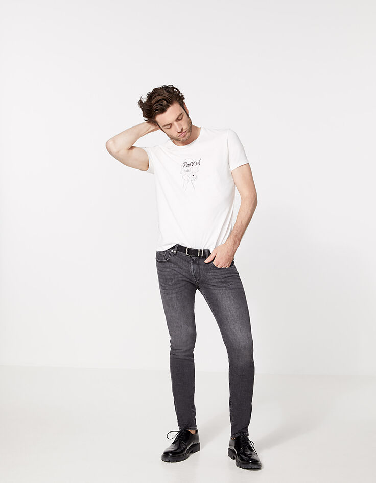 Men’s off-white T-shirt with skull drawing-7