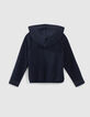Blaue M&auml;dchensweatjacke mit Kapuze und Streifen-3