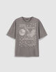 Grijs oversized t-shirt met adelaarsontwerp voor dames-5
