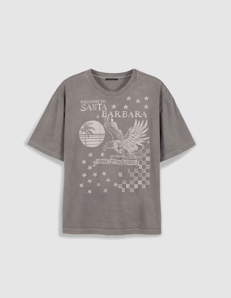 Grijs oversized t-shirt met adelaarsontwerp voor dames-5