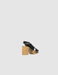 Women’s black studded suede sandals with wooden heel-4