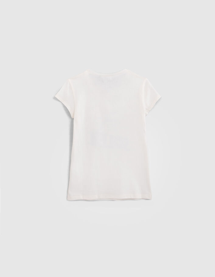 Ecru T-shirt met palmopdruk en tekst met glitters meisjes - IKKS