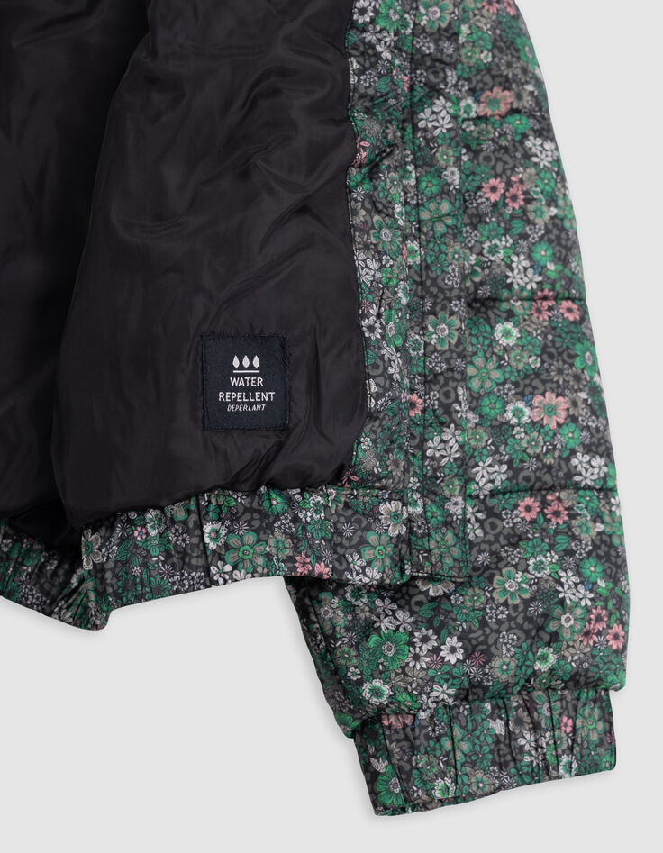 Wattierte khakifarbene Jacke für Mädchen mit Leo-Print-6