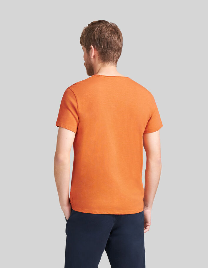Oranje T-shirt L'Essentiel biokatoen ronde hals Heren - IKKS