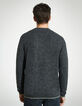 Pull anthracite avec bande verte tricot Homme-2