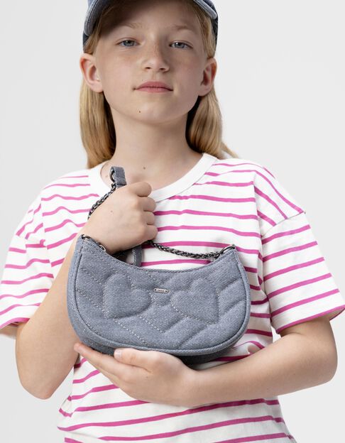 Girls’ blue glittery bag with quilted hearts - IKKS