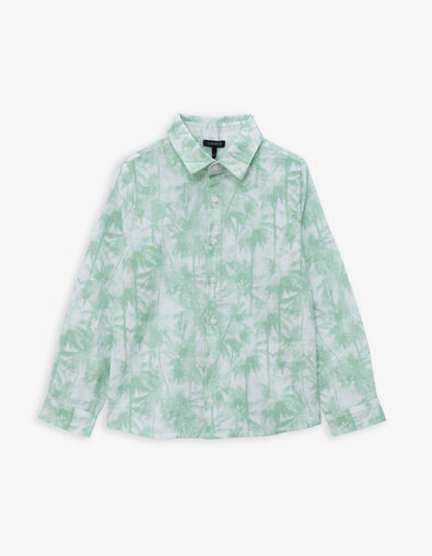 Groen overhemd aquarel-palmboom jongens - IKKS