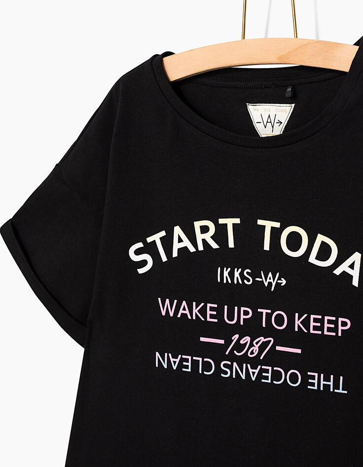 Camiseta negra Start Today niña -4