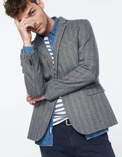 Americana gris ratón tweed efecto rayas Hombre - IKKS
