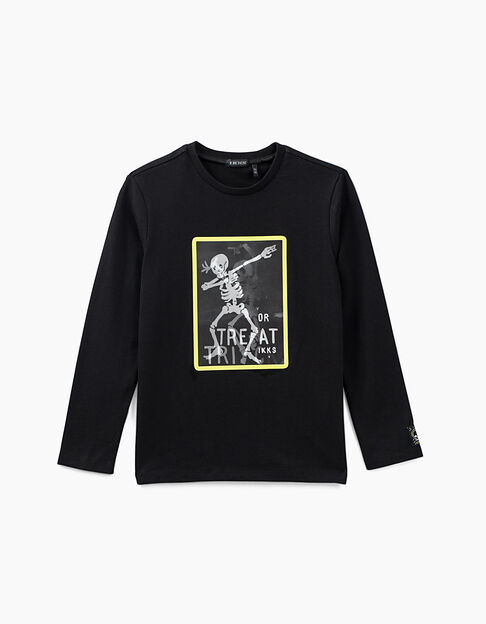 Zwart T-shirt lenticulair skelet Halloween voor jongens 
