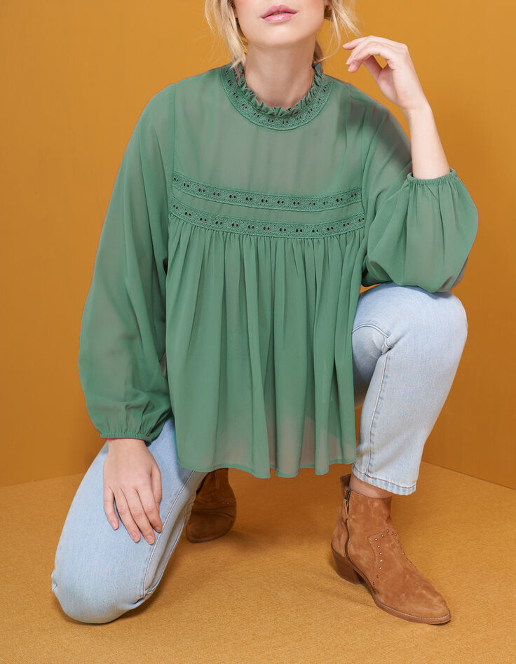 Vloeiende blouse Victoriaanse kraag I.Code-1 Vloeiende blouse Victoriaanse kraag I.Code-1
