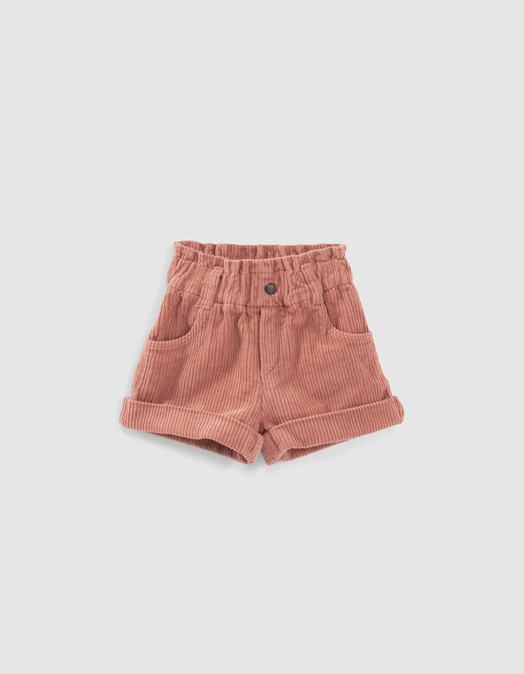 Baby girls’ ecru T-shirt and rosewood shorts outfit-6