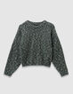 Girls’ green decorative mouliné knit sweater-2