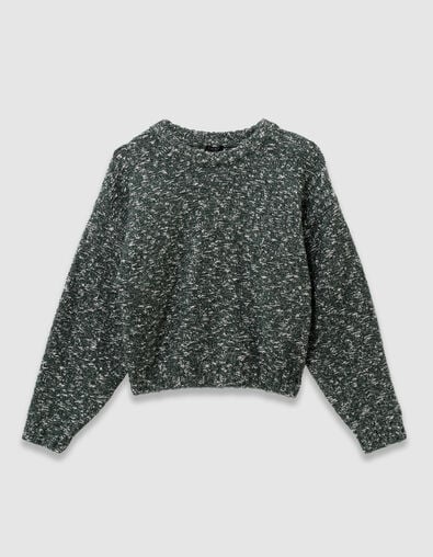 Girls&rsquo; green decorative moulin&eacute; knit sweater - IKKS