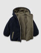 Boys’ khaki and navy sherpa reversible parka-3