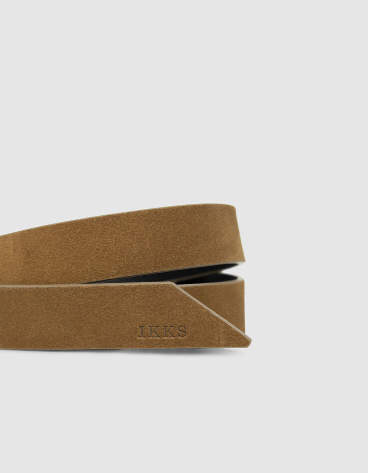 Ceinture beige cuir velours et motif carreaux Femme-2 Ceinture beige cuir velours et motif carreaux Femme-2