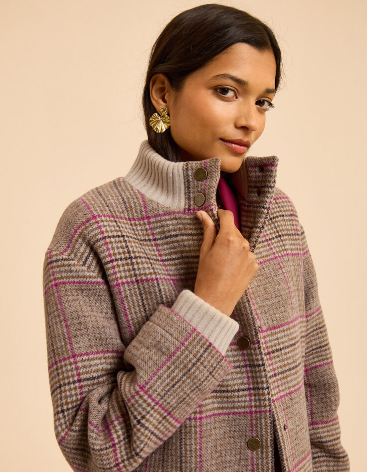 Manteau camel motif carreaux I.Code-6
