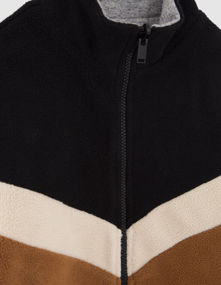 Cárdigan reversible coñac y gris jaspeado niño-6 Cárdigan reversible coñac y gris jaspeado niño-6