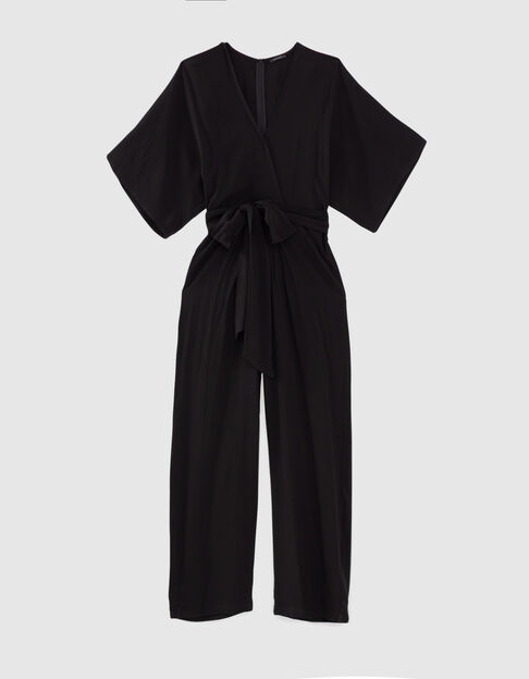 Mono largo viscosa negra mangas kimono mujer