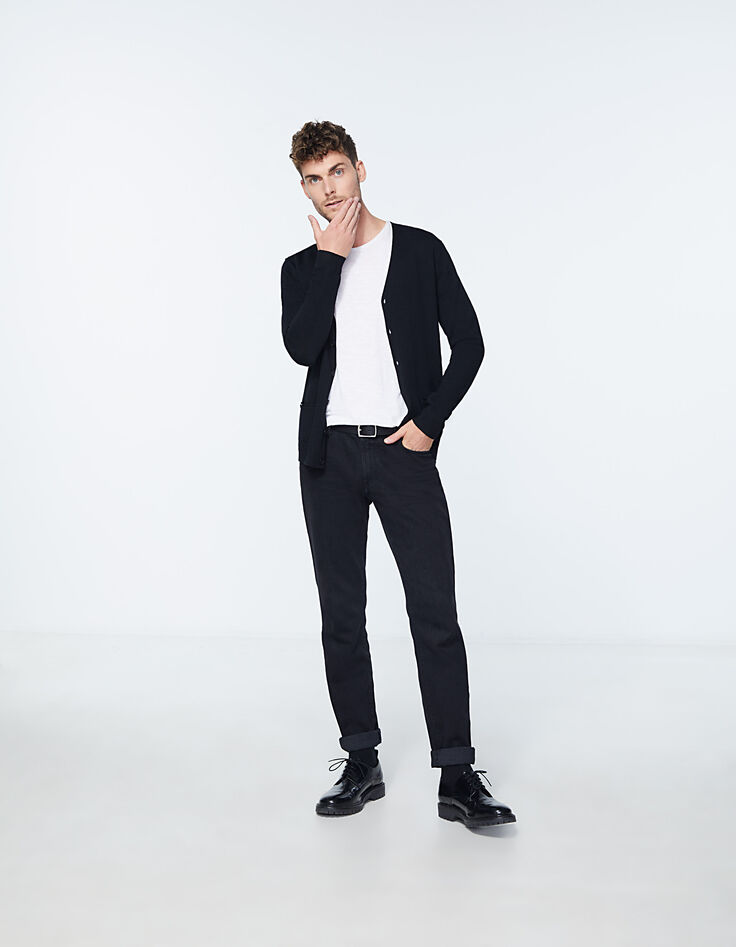 Men’s black knit cardigan with pockets-7